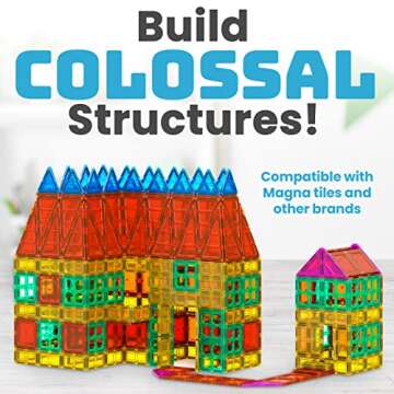 Magnet Build 32-Piece Extra Strong Magnetic Tiles Set - Magnets for Kids, 3D Tile Assorted Shapes & Colors, STEM Learning Toys for Ages 3+, Ideal Gift for Creative & Educational Play, Building Blocks