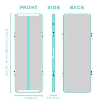 AKSPORT Inflatable Gymnastics Mat 10ft 16ft with Air Pump for Home & Training