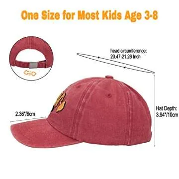 Cute Excavator Embroidery Kids Baseball Cap Washed Distressed Sun Hat Adjustable for Boys Girls Age 3-8