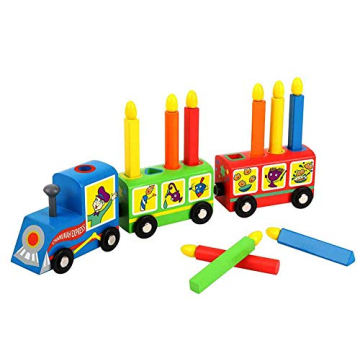 Hanukkah Educational Kiddie Train Menorah - Includes 9 Wooden Candles - Fun Color and Shape Challeng...