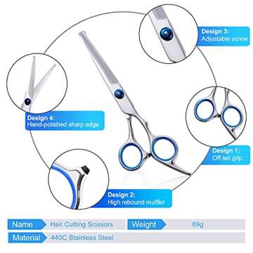 Dog Grooming Scissors, Liren Grooming Scissors for Dogs with Safety Round Tips, Professional 5 in 1 ...
