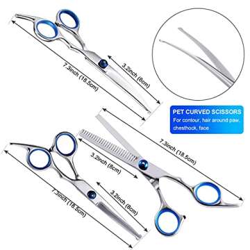 Dog Grooming Scissors, Liren Grooming Scissors for Dogs with Safety Round Tips, Professional 5 in 1 Dog Grooming Shears Set, Sharp and Durable Pet Grooming Scissors for Dogs and Cats