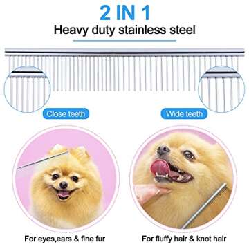 Dog Grooming Scissors, Liren Grooming Scissors for Dogs with Safety Round Tips, Professional 5 in 1 Dog Grooming Shears Set, Sharp and Durable Pet Grooming Scissors for Dogs and Cats