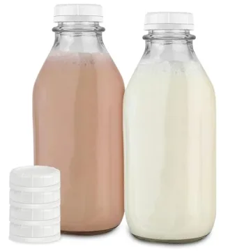 Stock Your Home Liter Glass Milk Bottles (2 Pack) - Eco-Friendly 32-Oz Jars with Durable Lids - Vers...