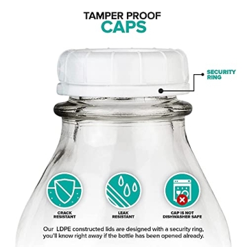 Stock Your Home 32-Oz Glass Milk Bottles with Lids