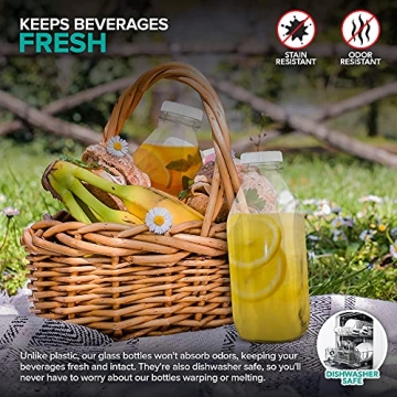 Stock Your Home 32-Oz Glass Milk Bottles with Lids