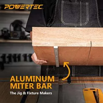 POWERTEC Crosscut Sled Miter Bar for Table Saw Sled, 3/4" x 3/8" x 18" with Predrilled Holes & Screws for Router Table, Bandsaw, Taper Jig, Table Saw Accessories for Woodworking, 2PK (71518-P2)