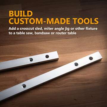 POWERTEC Crosscut Sled Miter Bar for Table Saw Sled, 3/4" x 3/8" x 18" with Predrilled Holes & Screws for Router Table, Bandsaw, Taper Jig, Table Saw Accessories for Woodworking, 2PK (71518-P2)