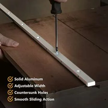 POWERTEC Crosscut Sled Miter Bar for Table Saw Sled, 3/4" x 3/8" x 18" with Predrilled Holes & Screws for Router Table, Bandsaw, Taper Jig, Table Saw Accessories for Woodworking, 2PK (71518-P2)