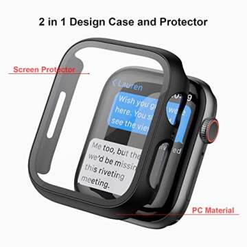 Haojavo 5 Pack Case with Tempered Glass Screen Protector for Apple Watch Series 9 8 7 45mm, PC Hard ...