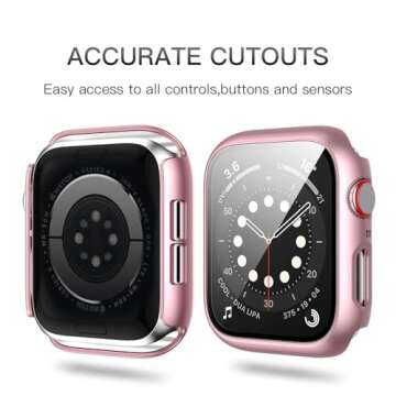 Haojavo 5 Pack Case with Tempered Glass Screen Protector for Apple Watch Series 9 8 7 45mm, PC Hard Ultra-Thin Slim Fit Scratch Resistant Bumper Protective Cover for iWatch S9 S8 S7 45mm Accessories