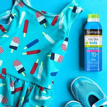 Neutrogena Wet Skin Kids Sunscreen Spray, Water-Resistant and Oil-Free, Broad Spectrum SPF 70+, 5 oz