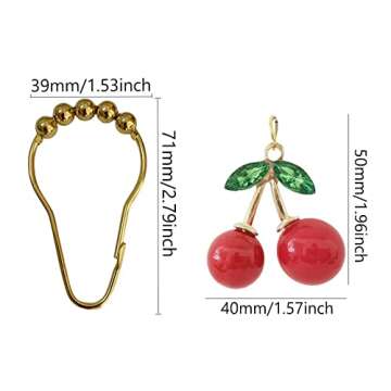 Kinwot Cherry Shower Curtain Hooks Set of 12 for Bathroom