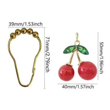 Kinwot Cherry Shower Curtain Hooks Set of 12 for Bathroom