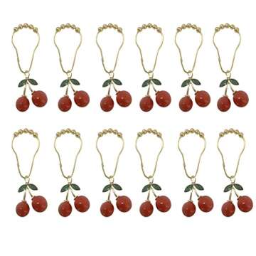 Kinwot Cherry Shower Curtain Hooks Set of 12 for Bathroom