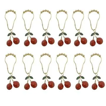 Kinwot Cherry Shower Curtain Hooks Set of 12 for Bathroom