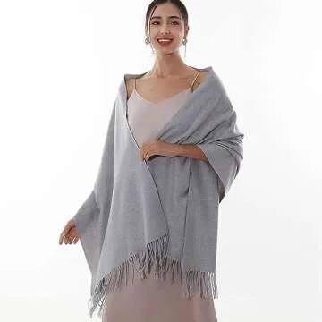 RIIQIICHY Winter Scarf for Women Grey Pashmina Shawls Wraps for Evening Dresses Large Warm Soft Scar...