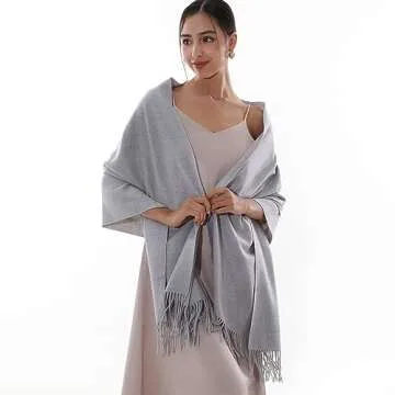 RIIQIICHY Winter Scarf for Women Grey Pashmina Shawls Wraps for Evening Dresses Large Warm Soft Scarves