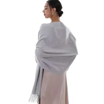 RIIQIICHY Winter Scarf for Women Grey Pashmina Shawls Wraps for Evening Dresses Large Warm Soft Scarves