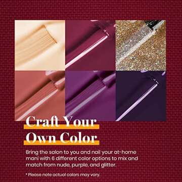 Beetles Gel Nail Polish Set - 6 Colors Spring Nude Red Purple Gold Glitter Gel Polish Kit Full Maroon Nail Gel Polish Set, Soak Off UV LED Nail Beetles Valentine's Day Gifts For Women