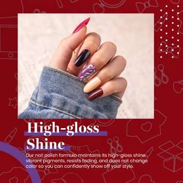 Beetles Gel Nail Polish Set - 6 Colors Spring Nude Red Purple Gold Glitter Gel Polish Kit Full Maroon Nail Gel Polish Set, Soak Off UV LED Nail Beetles Valentine's Day Gifts For Women