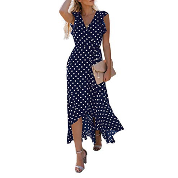 GRECERELLE 2024 Women's Spring Summer Boho Floral Print V-Neck Faux Wrap Maxi Dress for Wedding Guest, Graduation, Party
