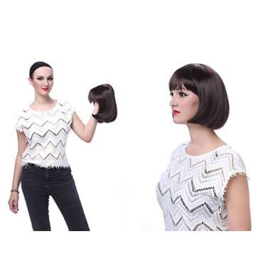 Onedor 10" Short Straight Hair Flapper Cosplay Costume Bob Wig (Red)