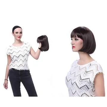 Onedor 10" Short Straight Hair Flapper Cosplay Costume Bob Wig (Red)