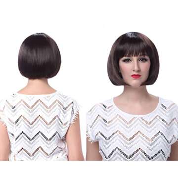 Onedor 10" Short Straight Hair Flapper Cosplay Costume Bob Wig (Red)