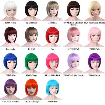 Onedor 10" Short Straight Hair Flapper Cosplay Costume Bob Wig (Red)