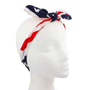 LUX ACCESSORIES American Fourth of July American Flag Bow Headwrap Headband