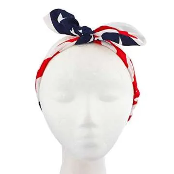 LUX ACCESSORIES American Flag Bow Headwrap - Stylish & Patriotic
