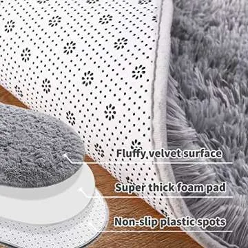 Noahas Ultra Soft Fluffy Bedroom Rugs,Shaggy Grey Area Rugs for Bedroom,Oval Throw Rugs, Kids Room Small Carpet,Living Room Runner Rug Non Slip Modern Home Decor 2.6' X 5.3'