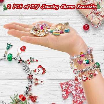 Howcow Christmas Advent Calendar Bracelets 2024, 24 Days Xmas Countdown Calendar with 2pcs DIY Charm...