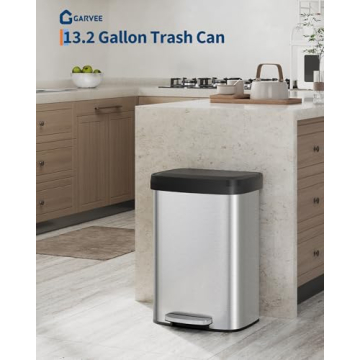 Garvee 13 Gallon Stainless Steel Trash Can with Lid – Modern, Durable Performance for Every Home