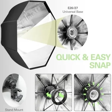 LimoStudio 27" LED Octagon Softbox Lighting Kit for Professionals