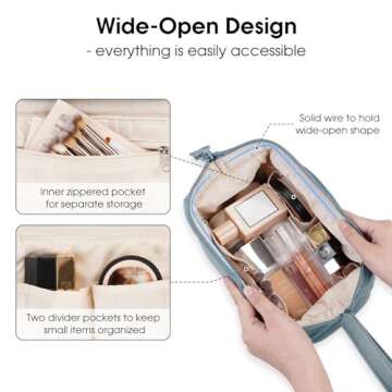 Narwey Large Makeup Bag Women Wide-open Make up Bag Travel Cosmetic Bag Organizer Toiletry Bag for C...