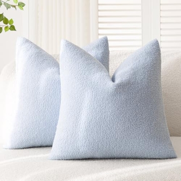 Foindtower Pack of 2, Curly Faux Fur Decorative Throw Pillow Covers Soft Fuzzy Plush Cushion Case wi...