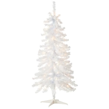 4 ft. White Tinsel Pre-Lit Christmas Tree with Lights