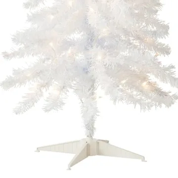 4 ft. White Tinsel Pre-Lit Christmas Tree with Lights