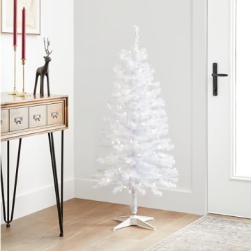 4 ft. White Tinsel Pre-Lit Christmas Tree with Lights