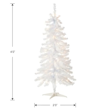 4 ft. White Tinsel Pre-Lit Christmas Tree with Lights