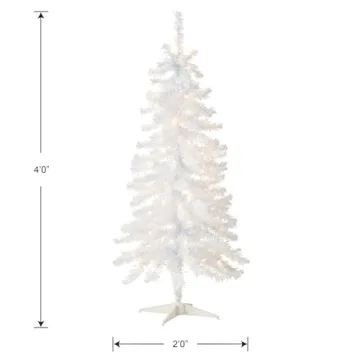 4 ft. White Tinsel Pre-Lit Christmas Tree with Lights