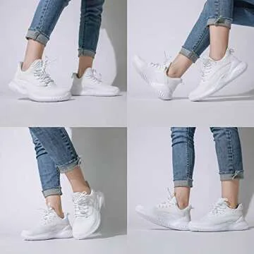 Akk White Sneakers for Women Walking Shoes Comfortable Lightweight Womens Work Casual Tennis Shoes for Gym 11 US White