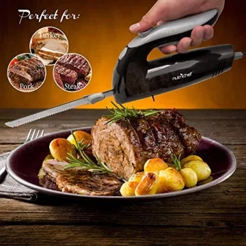 NutriChef Electric Carving Knife - Serrated Blades Easy Grip