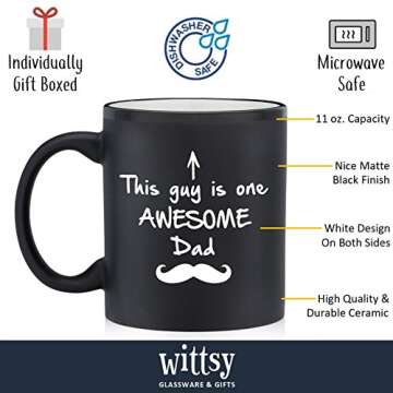 One Awesome Dad Funny Coffee Mug - Birthday Gifts for Dad, Men - Best Dad Gifts from Daughter, Son, ...