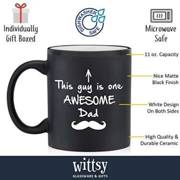 One Awesome Dad Funny Coffee Mug - Birthday Gifts for Dad, Men - Best Dad Gifts from Daughter, Son, ...