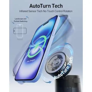 iWALK 3 in 1 Wireless Charging Stand with Auto Rotation, Charging Station with Magnet for Apple Devices, 15W Foldable Wireless Charger Station for iPhone 16 15 14 13 12 & Apple Watch & Airpods, Black