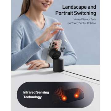 iWALK 3 in 1 Wireless Charging Stand with Auto Rotation, Charging Station with Magnet for Apple Devices, 15W Foldable Wireless Charger Station for iPhone 16 15 14 13 12 & Apple Watch & Airpods, Black