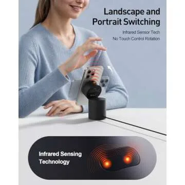 iWALK 3 in 1 Wireless Charging Stand with Auto Rotation, Charging Station with Magnet for Apple Devices, 15W Foldable Wireless Charger Station for iPhone 16 15 14 13 12 & Apple Watch & Airpods, Black